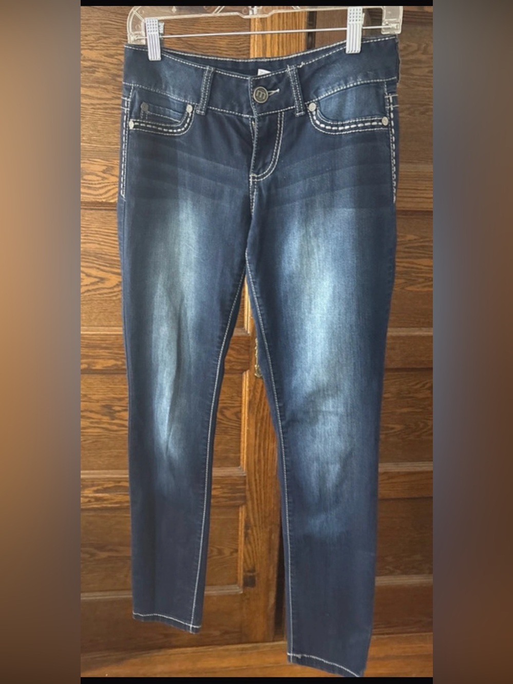 Maurices Dark Blue Skinny Jeans with Contrast Stitching